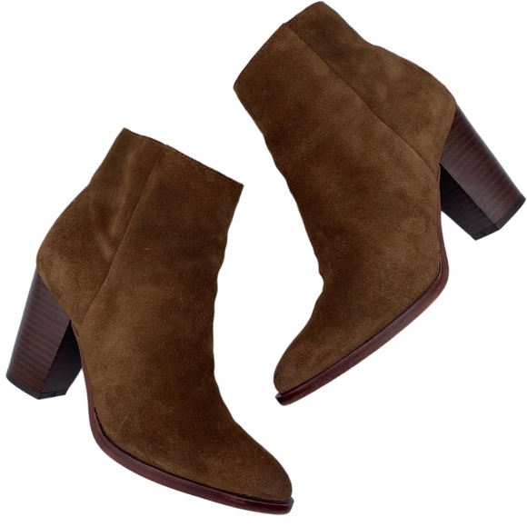 Sam Edelman Brown Suede Stacked Heel Ankle Boot Size 6.5